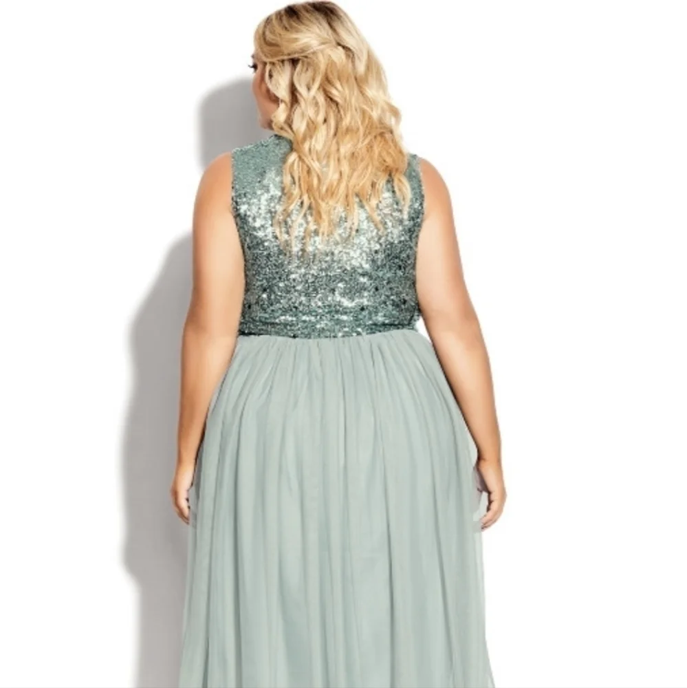 CITY Chic Blue Topaz Sequin Top 22 Maximalist Dopamine Dressing Party